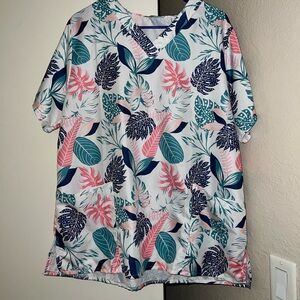 Floral Print Women's Scrub Top